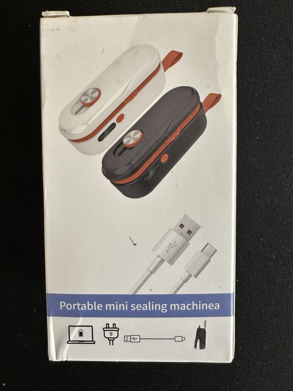 Portable Mini Sealing Machine USB Type-C Black & White